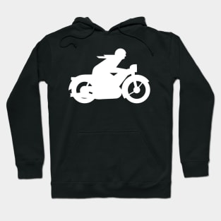 AWO Motorcycle Rider Silhouette (white) Hoodie